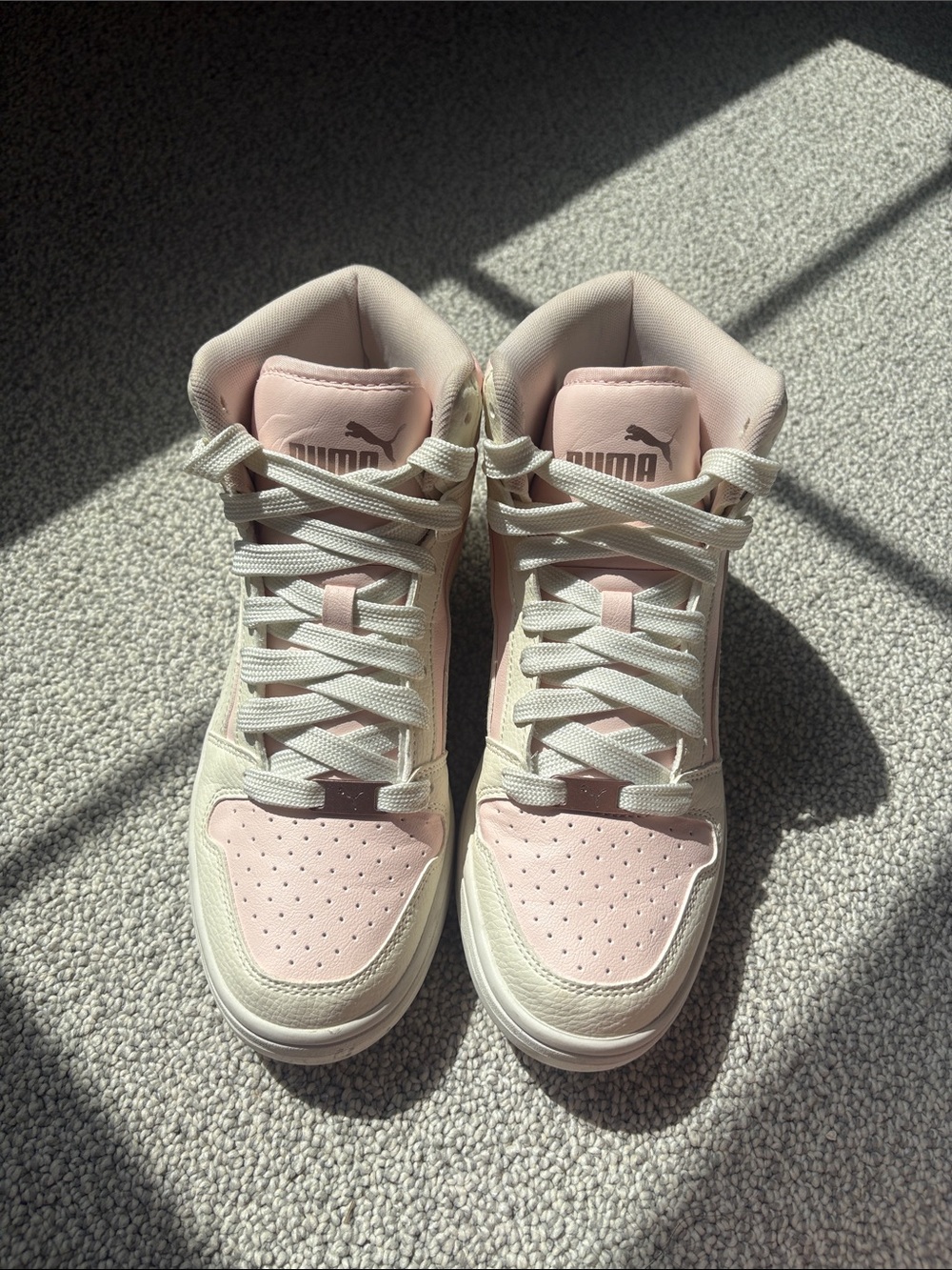Puma Women's Soft Pink and Cream High-Top Sneakers